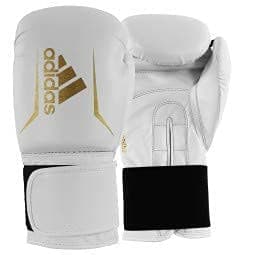 adidas Gants de Boxe Speed 50 - Protection Renforcée pour Entraînement Pro et Compétition - Nouvelle Génération de 500g — blanc/doré