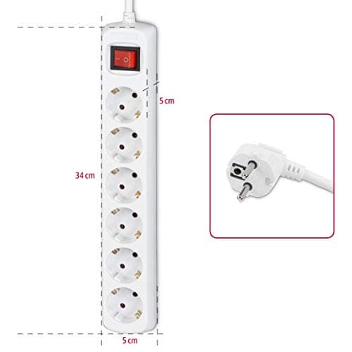 Hama Multiprise 6 Prises Blanc Idéal Bureau PC Luminaires Securité Enfant