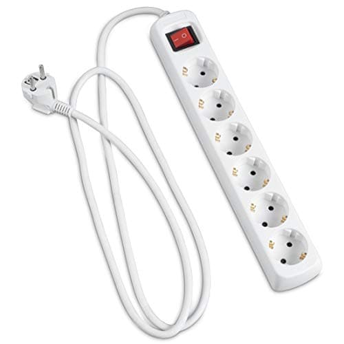Hama Multiprise 6 Prises Blanc Idéal Bureau PC Luminaires Securité Enfant