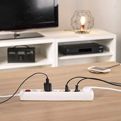 Hama Multiprise 6 Prises Blanc Idéal Bureau PC Luminaires Securité Enfant