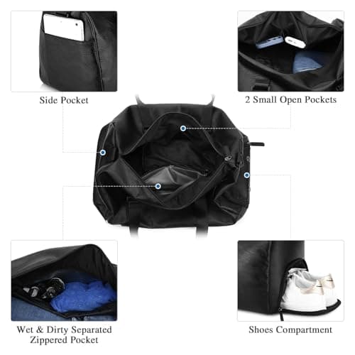 UBAYMAX Sac à Dos en Cuir Homme Noir pour Sport et Voyage Sac de Weekend Imperméable pour Plage Basket Football Yoga