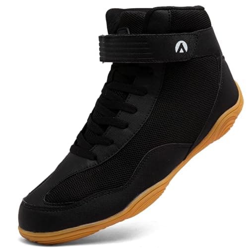 Mufanton Chaussures de Lutte pour Hommes Antidérapantes Bottes de Boxe et Arts Martiaux Hautement Performantes — Noir Jaune