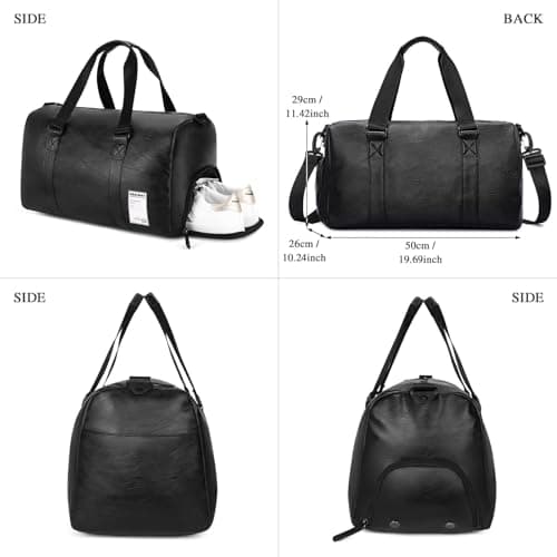 UBAYMAX Sac à Dos en Cuir Homme Noir pour Sport et Voyage Sac de Weekend Imperméable pour Plage Basket Football Yoga