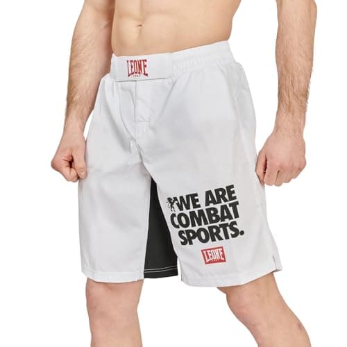 Pantaloncino MMA LEONE 1947 Mixte pour Formation - Fonctionnel et Comfortable - Tailles Hommes et Femmes — Blanc