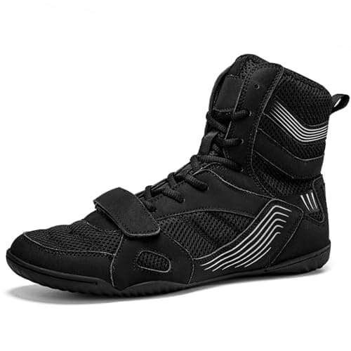 PENXZT Boxe Professionnelles pour Homme - Durables et Antidérapantes | Chaussures de Lutte & Arts Martiaux — Black Noir