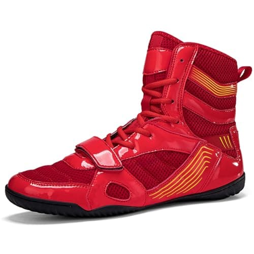 PENXZT Boxe Professionnelles pour Homme - Durables et Antidérapantes | Chaussures de Lutte & Arts Martiaux — Red Rouge