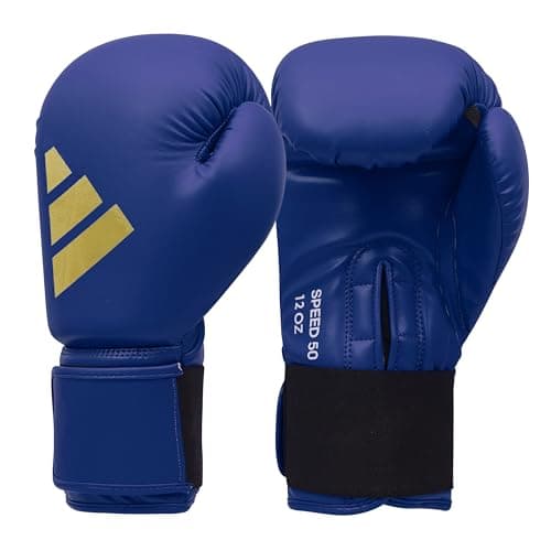 adidas Gants de Boxe Speed 50 - Protection Renforcée pour Entraînement Pro et Compétition - Nouvelle Génération de 500g — Bleu/doré