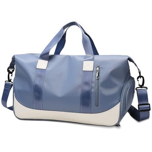 Tokeya Sac de Sport Imperméable Homme Femme pour Fitness Piscine, 40L Pliable Léger Sac Week-end avec Compartiment Chaus — Bleu