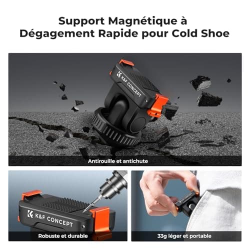 K&F Concept support rotule extension magnétique compatible DJI Osmo Action 3/4/5 Pro et DJI Osmo 360 pour dégaagement ra