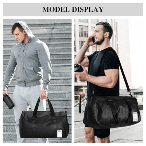 UBAYMAX Sac à Dos en Cuir Homme Noir pour Sport et Voyage Sac de Weekend Imperméable pour Plage Basket Football Yoga