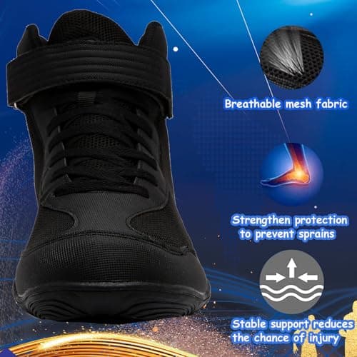 Mufanton Chaussures de Lutte pour Hommes Antidérapantes Bottes de Boxe et Arts Martiaux Hautement Performantes