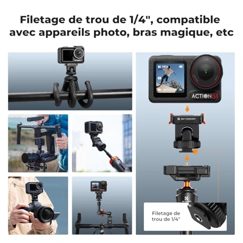 K&F Concept support rotule extension magnétique compatible DJI Osmo Action 3/4/5 Pro et DJI Osmo 360 pour dégaagement ra