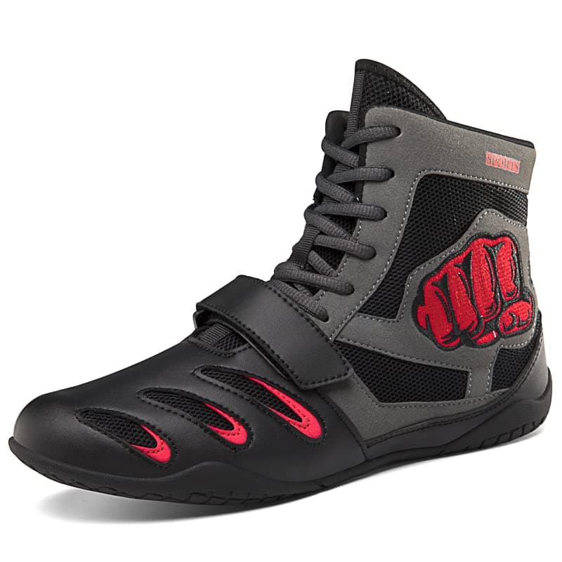 Youngtie Chaussures de Boxe d'entraînement Professionnel pour Hommes et Femmes - Lutte, Résistance, Durable — Gris