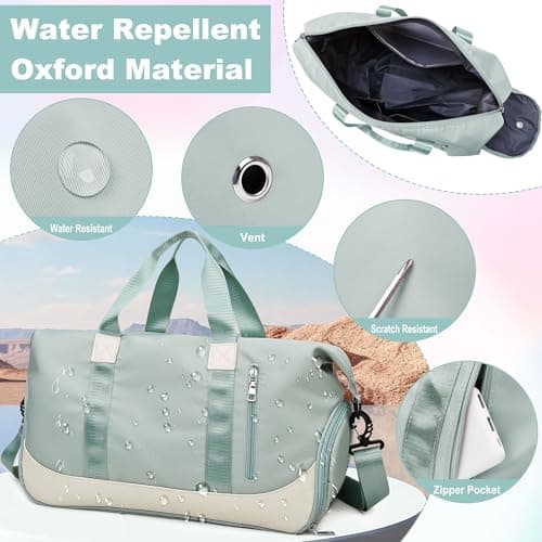 Tokeya Sac de Sport Imperméable Homme Femme pour Fitness Piscine, 40L Pliable Léger Sac Week-end avec Compartiment Chaus