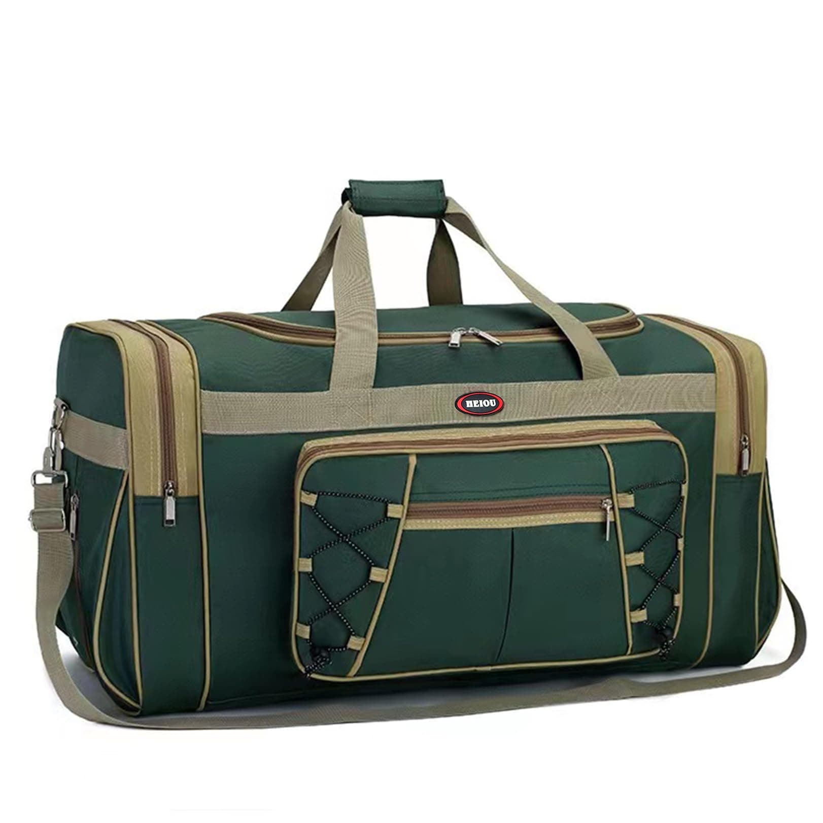 BAGZY Sac à Main Vert Jaune pour Homme - Grand Sac de Voyage Pliable Fitness (70L) pour Extérieur/Camping/Trekking (Vend
