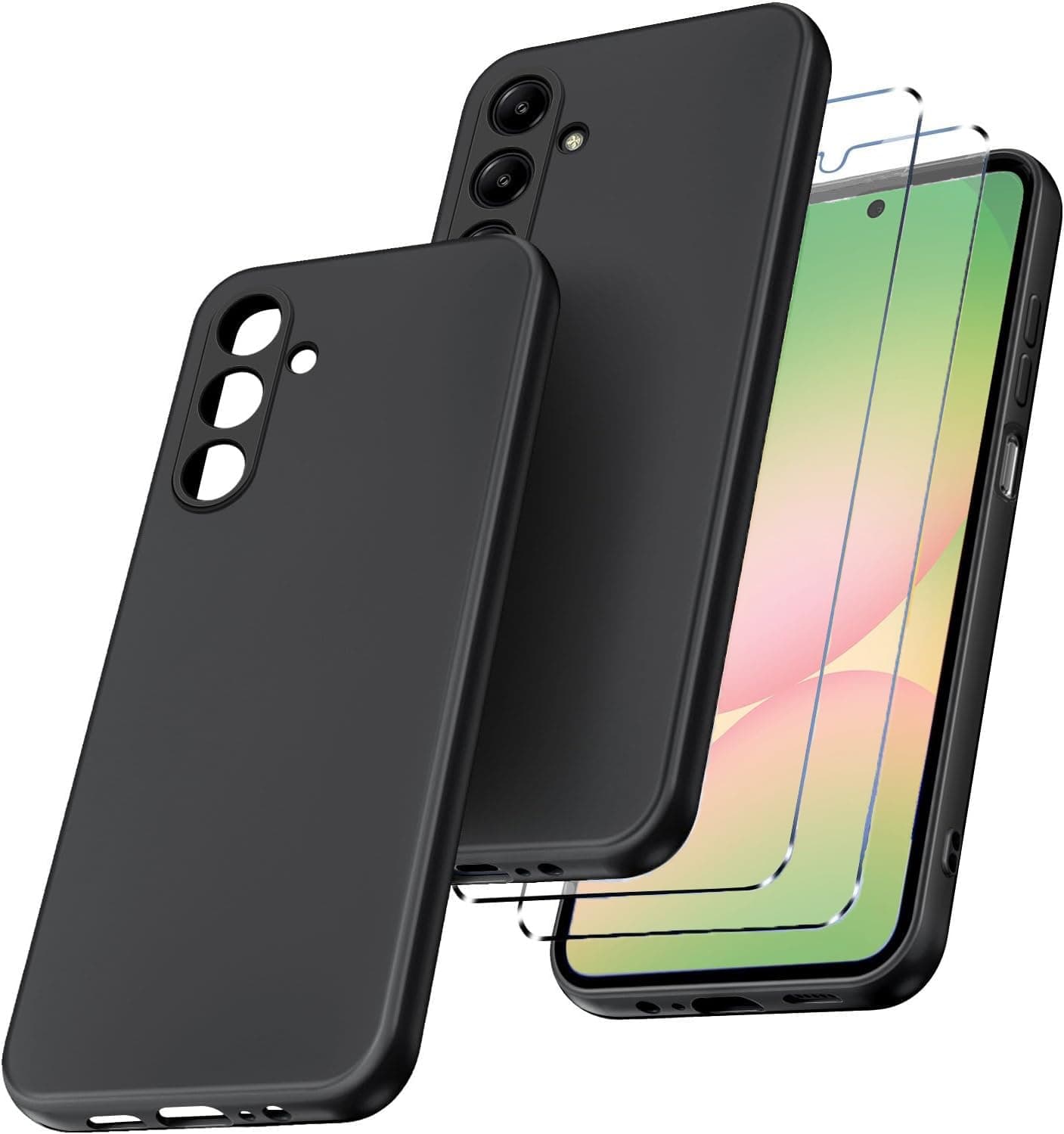 /New&Teck Coque pour Samsung Galaxy A56 5G + Verre Trempé Protection Écran, Silicone TPU Souple, Bumper Renforcé, Protec